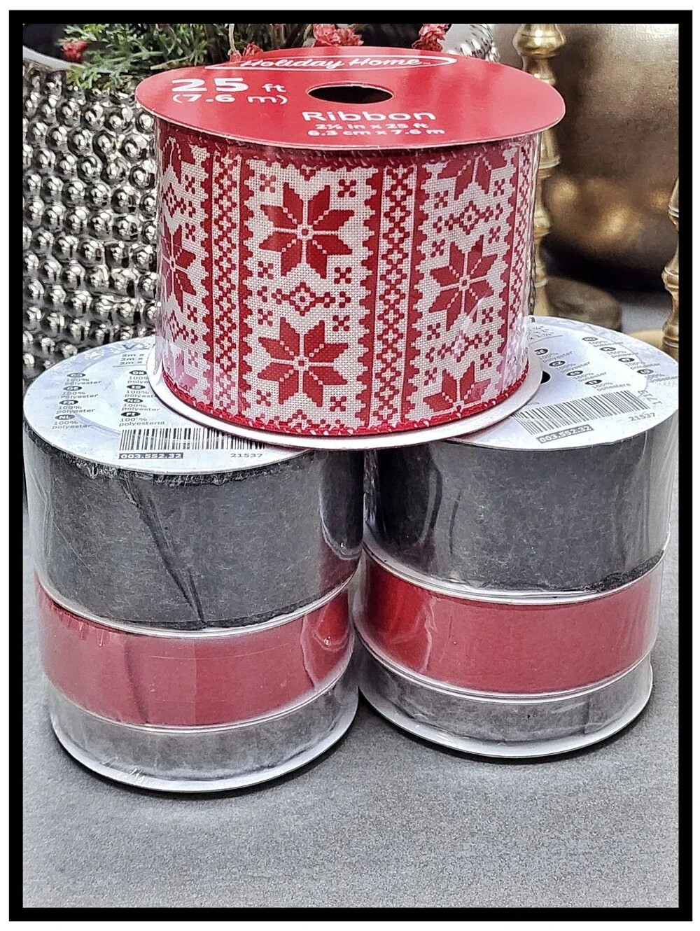 NEW IKEA 2017 Vinter Felted + Fair Isle Wired Fabric Gift Wrap Ribbon Lot NEW